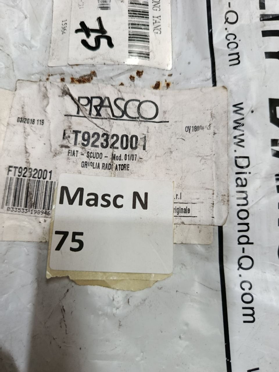 Masc N75 - Mascherina Anteriore nuova con Difetto Griglia Radiatore Fiat Scudo