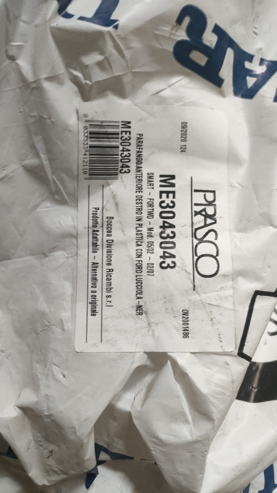 parafango anteriore destro Smart 450 2002 2007  con foro lucciola n3 Nuovo