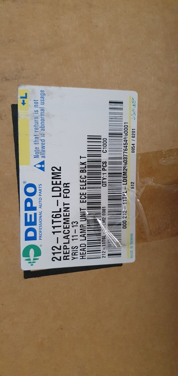 Faro anteriore nuovo commerciale Toyota Yaris dal 2011 al 2013 sinistro