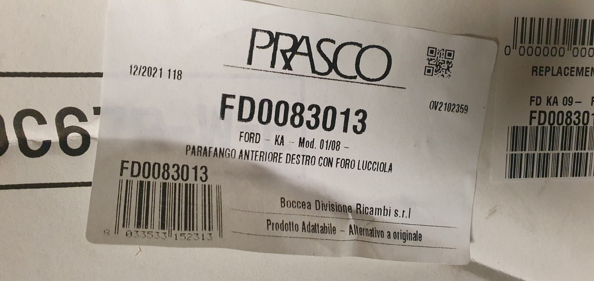 Parafango Anteriore Ford Ka destro dal 2009 nuovo commerciale