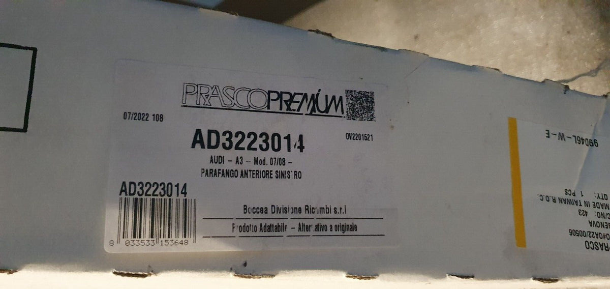 Parafango Anteriore Audi A3 sinistro dal 2009 nuovo commerciale
