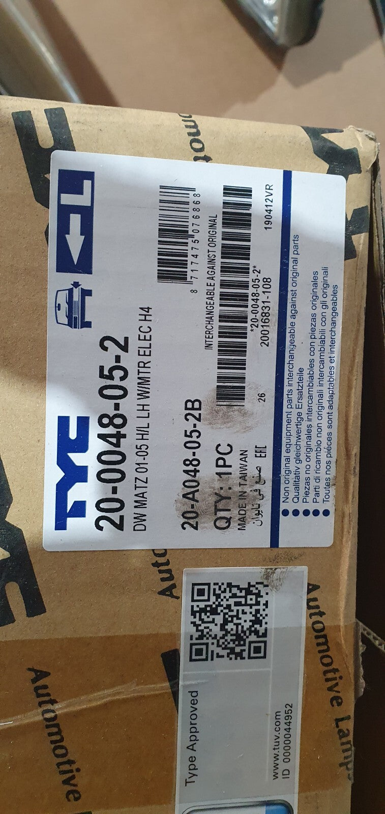 Faro anteriore nuovo commerciale Daewoo Matiz sinistro dal 2001