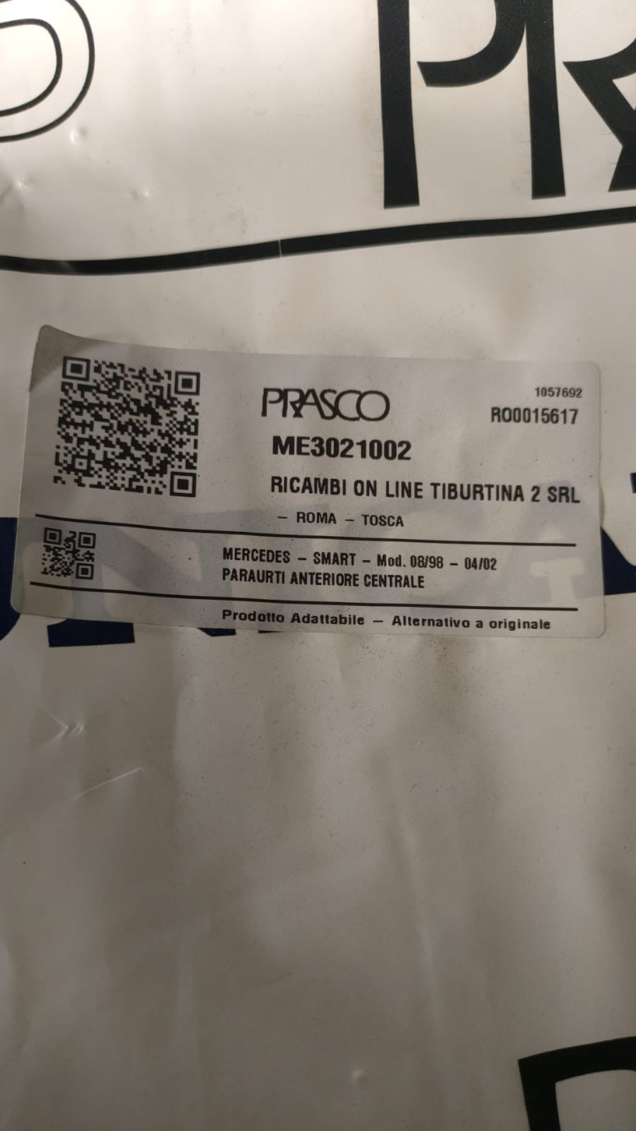 N9 - paraurti anteriore centrale Smart 450 dal 1998 al 2002 Nuovo